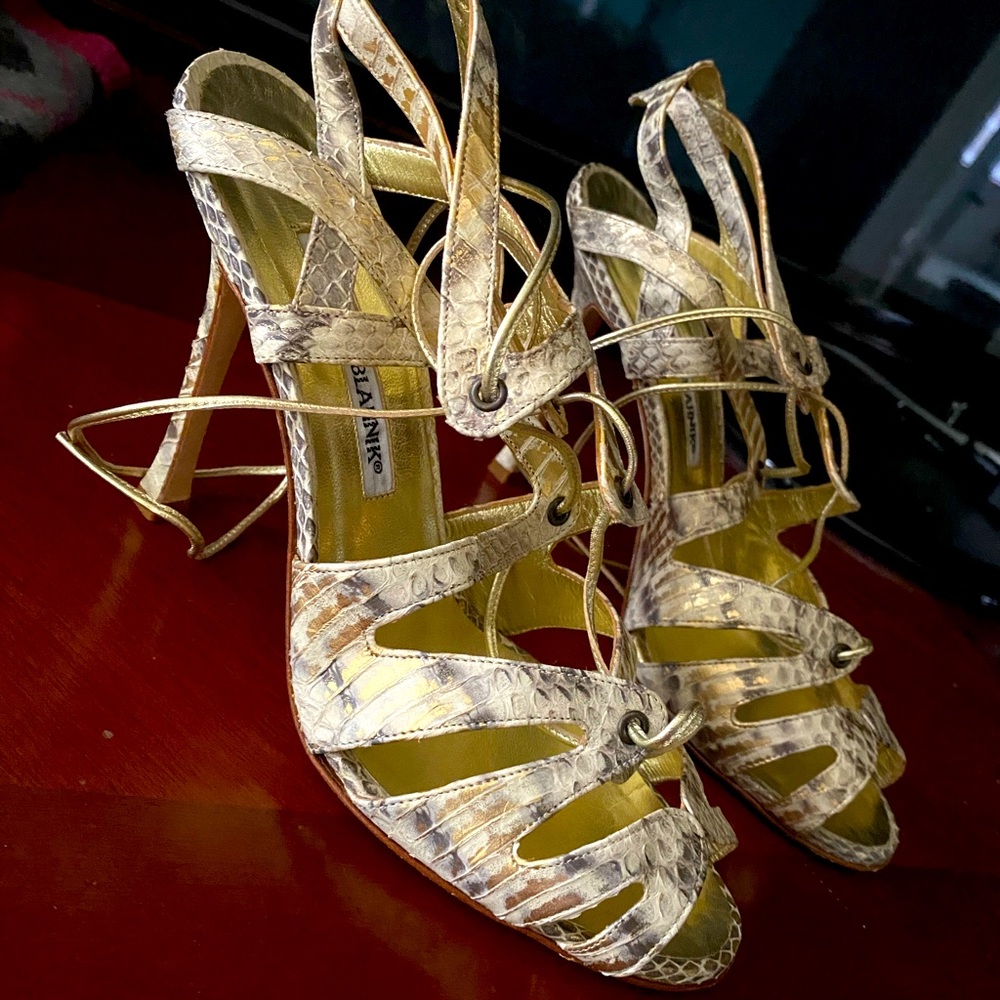 Manolo Blahnik Vintage Snakeskin Sandals